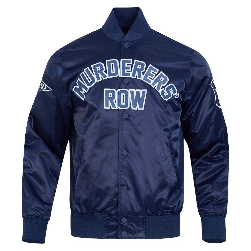Pro Standard Men's MLB New York Yankees Murderers Row Big Logo Satin Jacket - Navy - NAVY